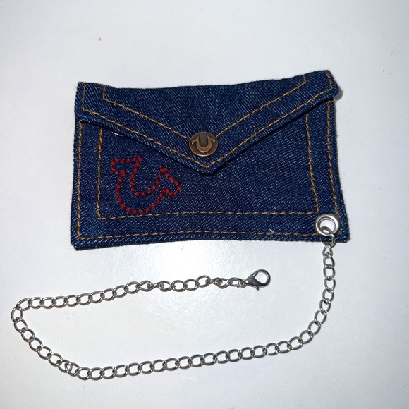True Religion Swim - Vintage Rare Wallet on Chain/Coin Pouch in Denim  - 80% OFF - Picture 3 of 4